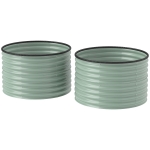 Outsunny Set of 2 Raised Garden Bed, Metal Planter Box with Safety Edging, Easy-to-assemble Stock Tank, Light Green