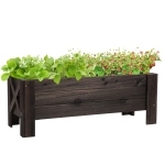 Outsunny 3.3 x 1.2 x 1.2 ft Garden Raised Bed Planter Grow Containers for Outdoor Patio Plant Flower Vegetable Pot, Carbonized