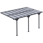 Outsunny 14.5' x 10' Aluminum Polycarbonate Pergola with UV Blocking for Outdoor Wall-Mounted Use, Family Shade, Gray