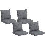 Outsunny 8 Patio Chair Cushions with Seat & Backrest, Fade Resistant Seat Replacement Cushion Set, Gray