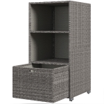 Outsunny PE Rattan Pool Towel Rack with 2 Storage Shelves Basket Mixed gray