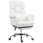 HOMCOM Executive Office Chair with Footrest and Lumbar Support, PU Leather Desk Chair, Ergonomic, Reclining and Swivel, White
