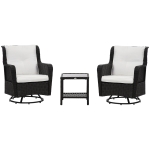 Outsunny Patio Bistro Set, Porch Furniture with 360° Rotation & Rocking Function, 28.25"x30.75"x36.25", Cream White