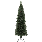 HOMCOM 6ft Artificial Pencil Christmas Tree with 618 Branches, Pinecones, Metal Stand, Realistic Xmas Tree for Home