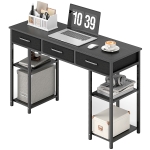 HOMCOM 47" Small Computer Desk, Writing Desk with Fabric Drawers, Home Office Desk with Adjustable Shelves, Black