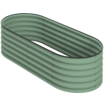 Outsunny 4.9' x 2' x 1.4' Galvanized Raised Garden Bed Kit, Metal Planter Box with Safety Edging, Green