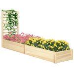 Outsunny Wood Planter Box with Trellis for Climbing Plants, Raised Garden Bed for Outdoor Flowers Herbs, 91"x24"x43", Natural