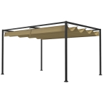Outsunny 13' x 10' Patio Pergola with Retractable Canopy, Outdoor Sun Shelter, Yard Shade, Khaki