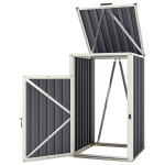 Outsunny Single Garbage Bin Shed, Lockable Outdoor Storage Shed with Openable Lid, Galvanized Frame for Garden Patio, Dark Grey
