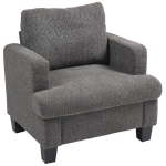 HOMCOM Modern Armchair, Upholstered Chenille Accent Chair with Wood Frame and Back Pillow for Living Room, Dark Grey