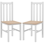 HOMCOM Farmhouse Dining Table Chairs, Set of 2 Pine Wood Kitchen Table Chairs with Slat Back for Living Room, Bedroom, White