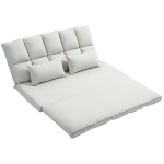 HOMCOM Convertible Floor Sofa, Foldable 2-Seater Lazy Sofa Sleeper with 9-position Backrest and 2 Pillows Cream White