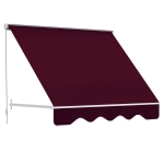 Outsunny 6' Drop Arm Manual Retractable Window Awning Sun Shade Shelter for Patio Balcony Outdoor, Aluminum, Can Cover 2 Windows, Wine Red