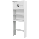 kleankin Modern Over The Toilet Storage, Bathroom Cabinets Over Toilet with Open Shelves and Double Door Cabinet, White