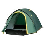 Outsunny 3-Person Camping Tent Backpacking Tent with Vestibule Area, Water-Fighting Polyester Rain Cover, & Mesh Windows, Yellow