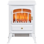 HOMCOM Fireplace Stove, Electric Fireplace Heater with Realistic LED Flames and Logs, 725W/1450W, White