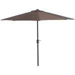 Outsunny 9ft Half Round Umbrella Outdoor Patio Garden Balcony Parasol Window Sun Shade w/ 5 Ribs Coffee