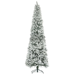 HOMCOM 9ft Pencil Christmas Tree, Flocked Tree with 1277 Branch Tips and Metal Base for Home, Indoor, Holiday