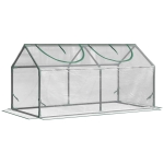 Outsunny 47" x 23.6" x 23.6" Portable Mini Tunnel Greenhouse Garden Planting Outdoor Flower Warm House Box with 2 Windows, Steel Frame and Weatherized Cover, Clear