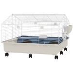 PawHut Rolling Small Animal Cage with Water Bottle, Hay Feeder, Food Dish for Rabbits, Hedgehogs, Guinea Pigs, 35" x 35" x 25"