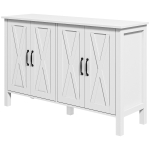 HOMCOM Sideboard Buffet with 4 Barn Doors and 2 Adjustable Shelves, Kitchen Buffet Cabinet for Living Room, Hallway, White
