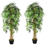 Outsunny Set of 2 5FT Artificial Tree Bamboo Tree Fake Plants in Pot for Home Office Living Room Decor, Green