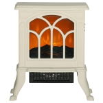 HOMCOM Electric Fireplace Heater, Freestanding Fireplace Stove with Realistic Logs and Flame Effect, 750W/1500W, Beige