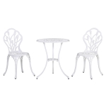 Outsunny 3 Pieces Patio Bistro Set, Outdoor Cast Aluminum Garden Table and Chairs with Umbrella Hole for Balcony, White
