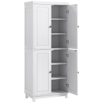 HOMCOM 72.5" Kitchen Cabinet, Pantry Storage Cabinet with 4 Doors, Adjustable Shelves for Dining Room, Distressed White