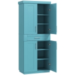 HOMCOM Modern Kitchen Pantry Freestanding Cabinet Cupboard with Doors and Drawer, Adjustable Shelving, Turquoise