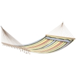 Outsunny 83" Patio Double Hammock, Wide Outdoor Hammock Bed Striped Fits 2 People Sunbed Camping hang Sleep w/ Pillow, Red Stripe
