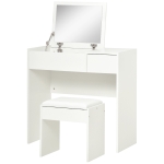 HOMCOM Modern Vanity Set with Flip Top Mirror and Cushioned Stool, Dressing Table with Storage Drawer for Bedroom, White