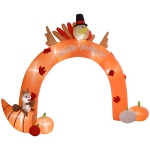 Outsunny 9.7ft Thanksgiving Turkey Archway, Inflatables Outdoor Decorations, Blow Up LED Yard Display for Holiday