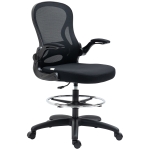 Vinsetto Ergonomic Mesh Standing Desk Chair with Flip-up Armrests, Lumbar Support, Armrests & Adjustable Footrest Ring, Black