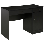 HOMCOM Computer Desk with Storage Drawers, Study Writing Table with Cabinet Adjustable Shelf for Home Office Workstation Bedroom, Black