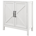 HOMCOM Sideboard Buffet, Kitchen Storage Cabinet with Barn Door and Adjustable Shelves, Storage Pantry, White Wood Grain
