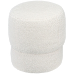 HOMCOM Round Ottoman, Upholstered Foot Stool, Teddy Fleece Fabric for Living Room, Entryway, White