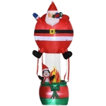 Outsunny 8ft Christmas Inflatables Outdoor Decorations Santa Claus Hot Air Balloon with Penguin, Blow-Up LED Yard Christmas Decor for Lawn Garden Party