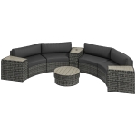 Outsunny 8 Piece Patio Furniture Set with 4 Rattan Sofa Chairs & 4 Tables with Storage & Umbrella Hole, Mixed Gray