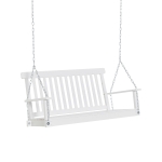 Outsunny 2-Seater Hanging Porch Swing Outdoor Patio Swing Chair Seat with Slatted Build and Chains, 440lbs Weight Capacity, White