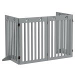 PawHut 80" Extra Wide Freestanding Pet Gate with Support Feet, Light Grey