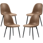 HOMCOM Retro Dining Table Chairs Set of 4, PU Leather Upholstered Kitchen Table Chairs for Living Room, Bedroom