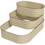 Outsunny 3-Tier Raised Garden Bed Set w/ Safety Edging, Open Bottom for Vegetables, Herbs, Flowers, 62.25" x 43" x 32.25", Cream