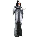 HOMCOM Classic Black and White Striped Clown Outdoor Halloween Decoration