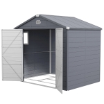 Outsunny 8' x 6' Plastic Garden Storage Shed with Latch Door, Vents, Sloped Roof, Dark Grey