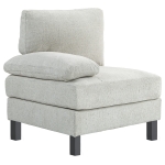 HOMCOM Left Side Module for Modular Sectional Sofa, Upholstered Armchair with Wood Legs and Pocket Spring, Cream White