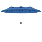 Outsunny Double-sided Patio Umbrella, 9.5' Outdoor Umbrella with Push Button Tilt and Crank, 3 Air Vents and 12 Ribs, Navy Blue