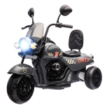 Qaba 6V 3 Wheel Electric Motorcycle for Kids, Battery Powered Motorbike w/ Headlights, Music, Forward & Reverse, Gray