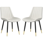 HOMCOM Dining Chairs Set of 2, Modern Kitchen Chair with PU Leather Upholstery and Steel Legs for Living Room, Bedroom, Cream