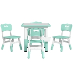 Qaba Height Adjustable 5pc Toddler Table and Chair Set with Storage Box, Easy to Wipe for 18 Months - 5 Years, Green